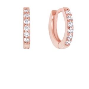 14k Rose Gold Diamond Hoop Earring